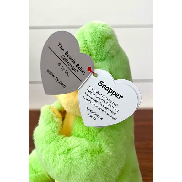 Ty Beanie Baby Bellies - SNAPPER the Green Frog (6 inch) Stuffed Plush Toy Tag - Picture 6 of 7